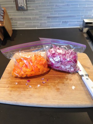 Freshly chopped peppers and onions are a great way to add texture and flavour to your meals.